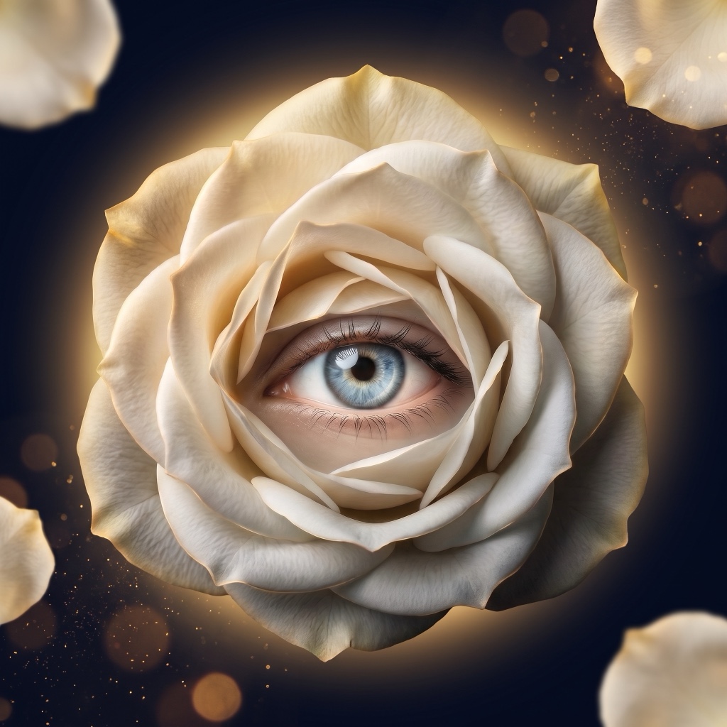 La rosa de mís.velos con el ojo en el centro